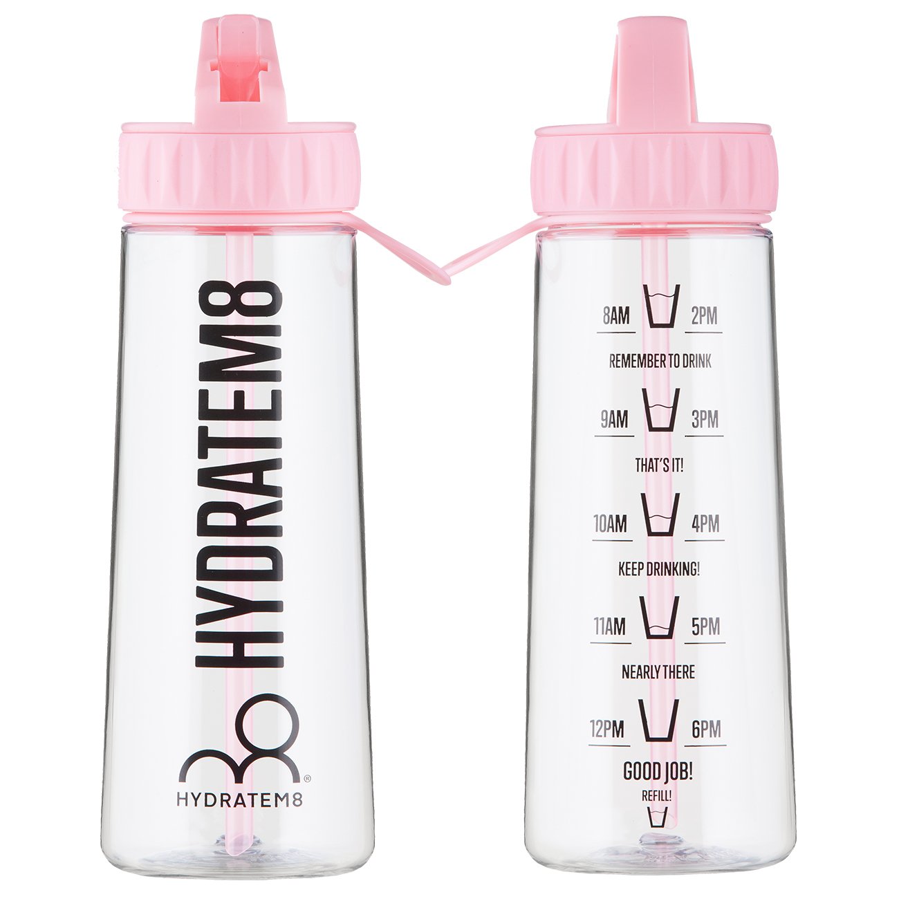 HYDRATEM8 Baby Pink 600ml Hydration Tracker Water Bottle, BPA Free