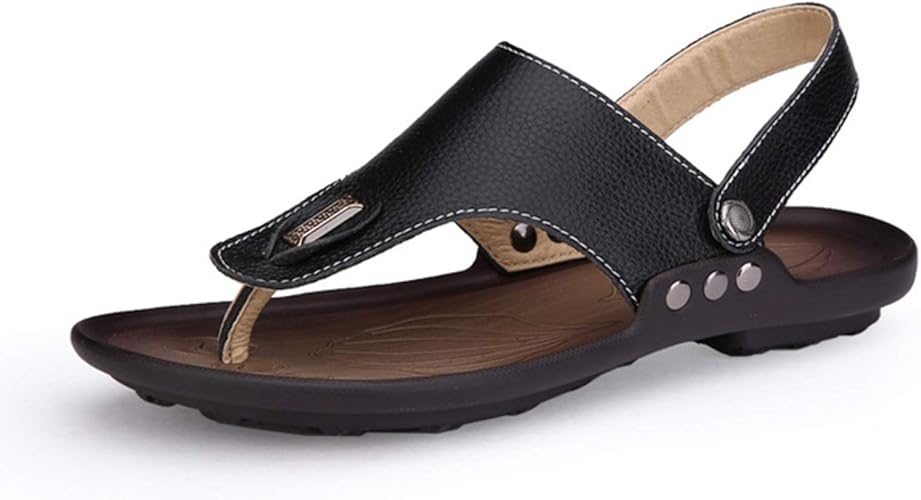 Amazon おしゃれ カジュアル 2way アウトドア トングサンダル メンズ ヒール付き ベランダサンダル 革サンダル ビーチサンダル 通気 リゾート 歩きやすい 耐摩耗性 疲れない 水陸両用 柔軟 軽量 防滑 ブラック ムリョ ムリョシューズ ビーチサンダル