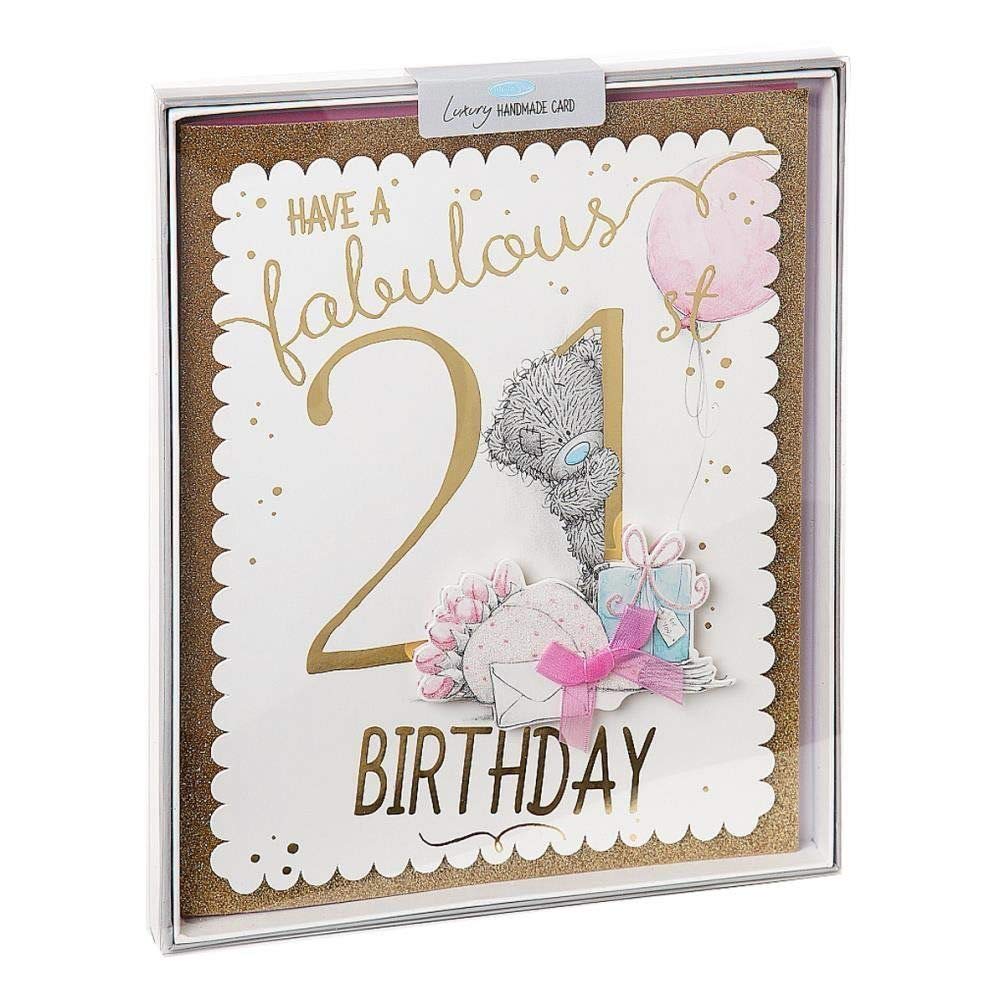 Me to You A01DZ090 Tatty Teddy Fabulous 21st Luxury Boxed Birthday Card, Gold