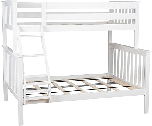 Amazon Com Max Lily Solid Wood Twin Over Full Bunk Bed White