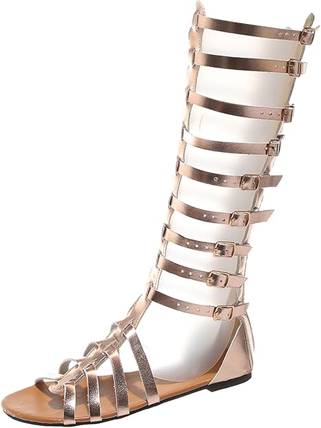Amazon 21サンダルレディースサマー オープントゥハイチューブホローレースアップフラットボトムクロスレースブーツクールブーツ 屋内屋外用 金 40 Faszfsaf スリッパ 通販