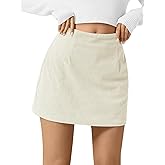 Wenrine Womens Corduroy Mini Skirt High Waisted Basic Casual A-line Short Skirts
