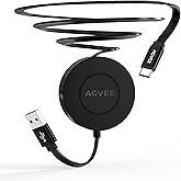 AGVEE 1.6ft Fixed / 2.3ft Extend Single-End Retractable USB C Cable | Desk-Mounted, Pocket Size, 3A Fast Type C Phone Charger for iPhone 17 16 15, Samsung S20 S10, Android, Cord Organizer