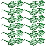 24 St. Patricks Day Shamrock Sunglasses Green Shutter Shades Clover Glasses Bulk for Kids Adults Party Favors Accessories