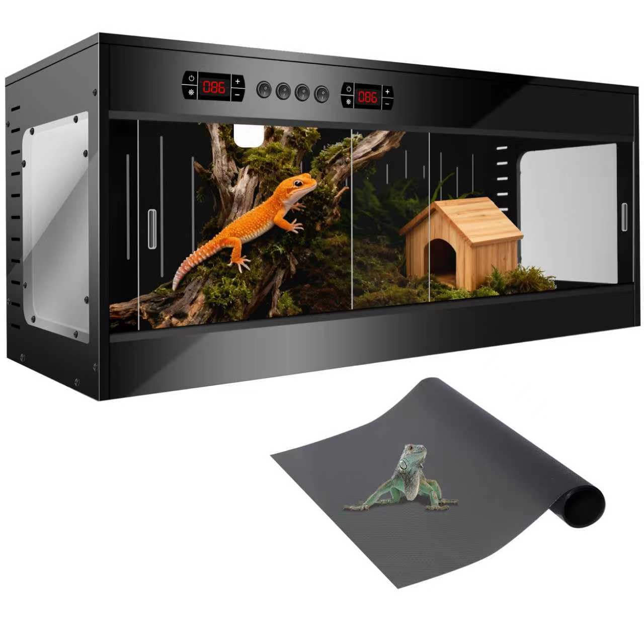 Photo 1 of **SCRATCHES**120 Gallon PVC Reptile Terrarium - Extra Large Reptile Tank with Intelligent Thermostat, Front Opening Bearded Dragon Tank Enclosure 47"x24"x24" with Carpet Mat and Sliding Door Handle for Snake Gecko