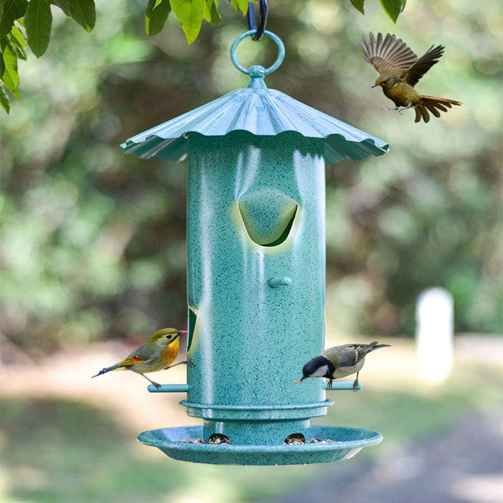 Cacoffay Green Metal Outdoor Bird Feeder Garden Courtyard