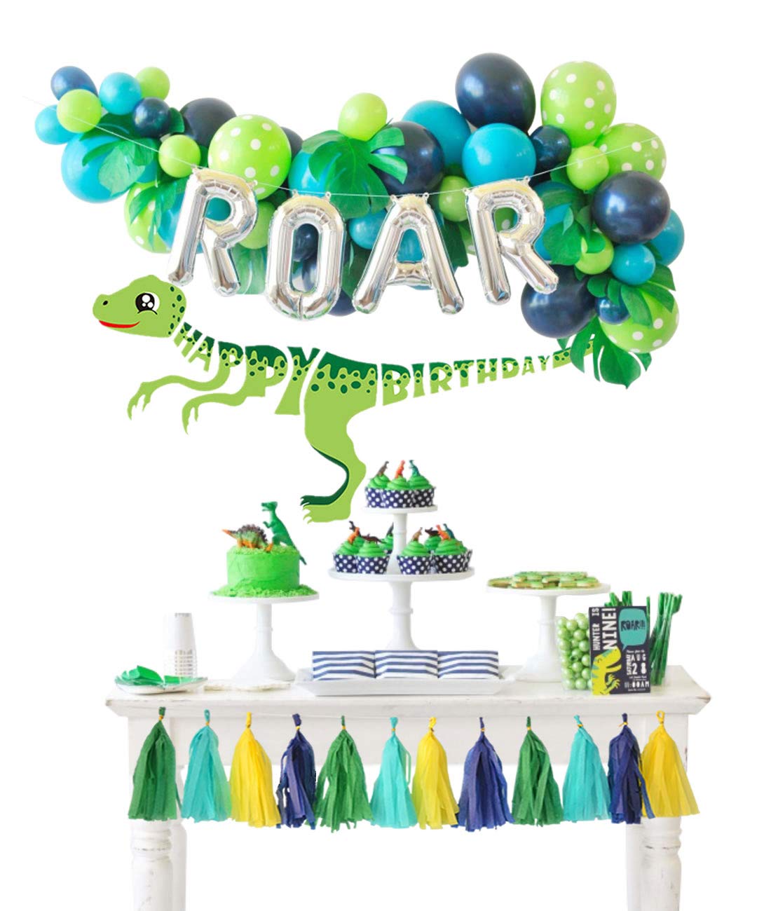 Happy Birthday Balloon Banner Amazon on Dinosaur Party Decorations Balloons Garland Kit With ROAR dinosaur party decorations balloons garland kit with roar on happy birthday balloon banner amazon