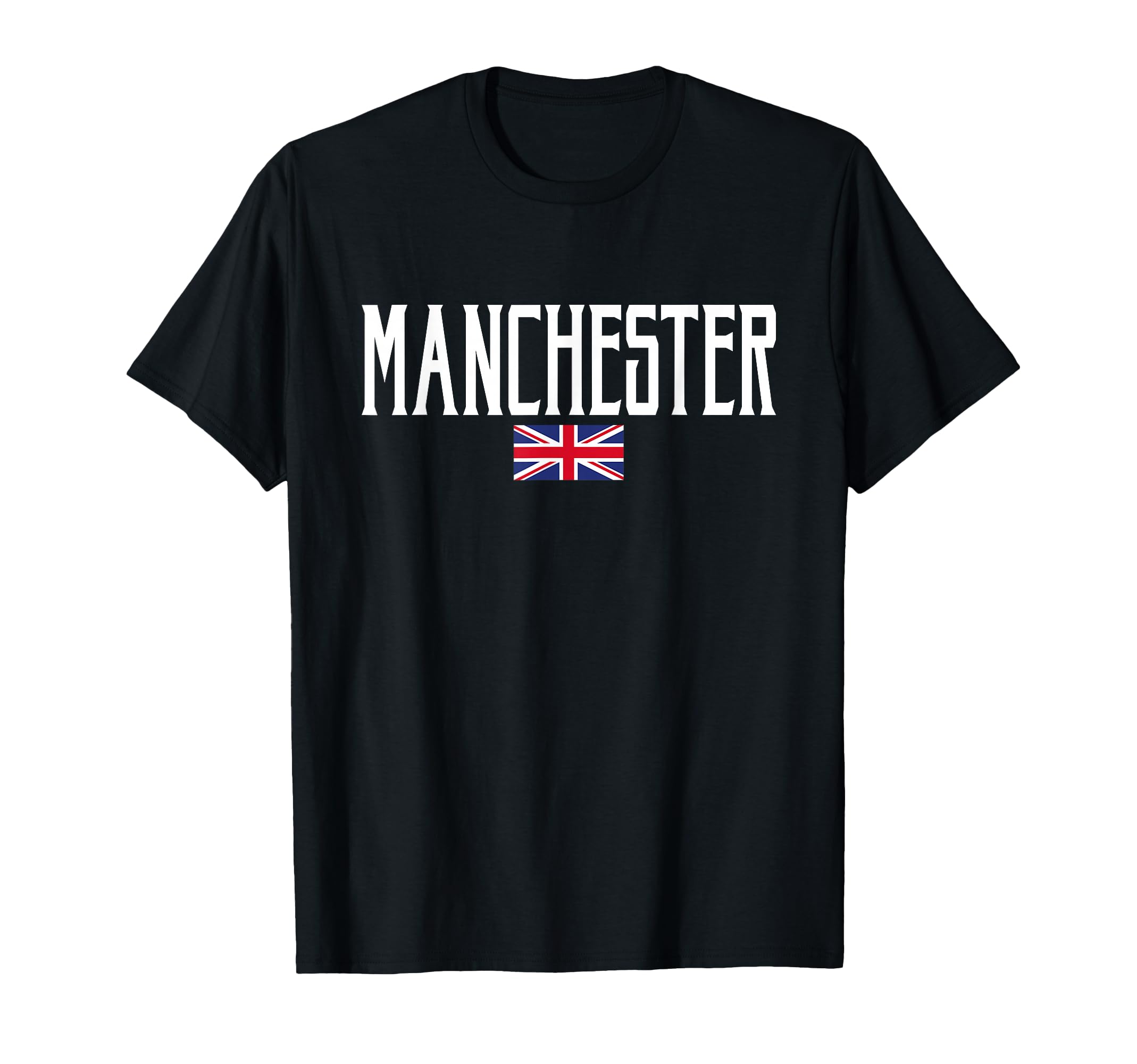 Manchester UK Flag White Text T-Shirt