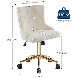 VINGLI White Teddy Fleece Armless Office Desk Chair