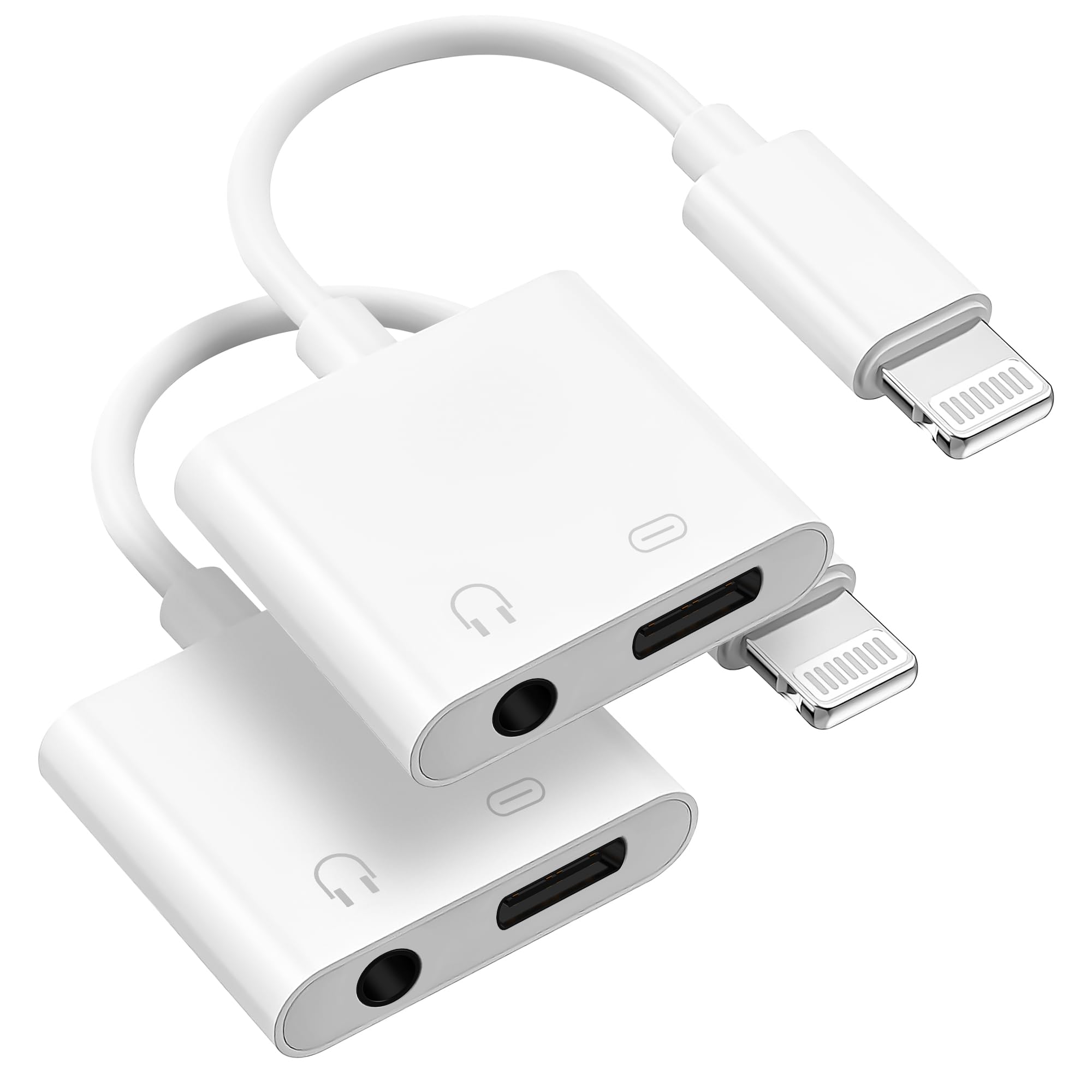 Photo 1 of [Apple MFi Certified] 2 Pack Lightning to 3.5mm Headphone Jack Adapter, 2 in 1 Headphone Adapter Aux Audio and Charger Adapter Dongle Cable Splitter Compatible with iPhone14/13/12/11/XS/XR