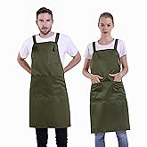 BIGHAS H Back Style Apron with Pocket for Women, Men Adjustable Large Size Comfortable, Kitchen, Home, Cooking 12 Colors