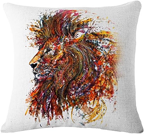 Painting Pillow Case,Jinbeile Ink Watercolor Oil Painting 18x18 Inch Cotton Linen Throw Pillow Cover Cushion Home Decorative Pillowcases(Lion)