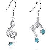 Grmdit Music Note Earrings 925 Sterling Silver Music Dangle Elegant Jewelry Gifts for Women