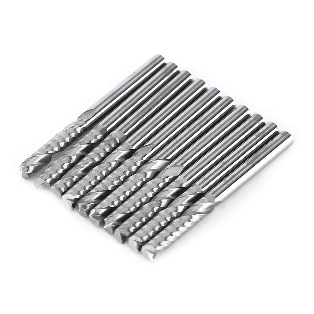 Single-flute End Mill 10pcs 3.175MM Tungsten Carbide Single Flute End Mill Mill Cutting Tool for Industrial Milling Machine