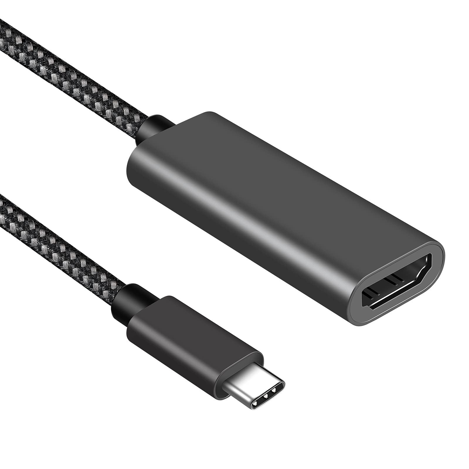 HCTian USB C to HDMI Adapter 4K@60Hz, Type C Thunderbolt 3/4 to HDMI Adapter with Video Audio Output Compatible with MacBook Air, iPad Pro, Surface Pro, black