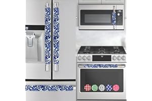 Rio Salto 5-Piece Refrigerator Door Handle Covers Kitchen Decor and Accessories Use on Kitchen Appliance Stove Oven Dishwasher Microwave Fridge Handle Cover Kitchen Accessories (Blue Garden)