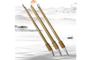 CA Society Chinese Brush, Hubi, Professional Chinese Calligraphy Brush for Font Size 4-7cm, Goat Hair Brush, S+M+L 3pcs