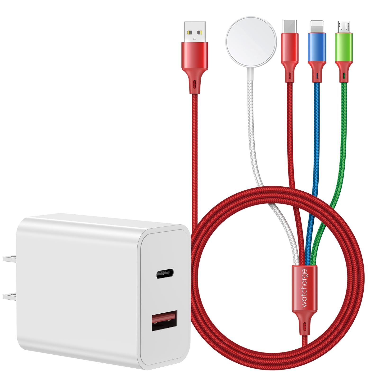 Photo 1 of 4 in 1 Upgraded for Watch Charger with USB C/A PD20W Charger Block Fast Watch Charging Compatible with Ultra/Series 10/9/8/7/6/SE2/5/4/3/2 & Galaxy S23-4FT