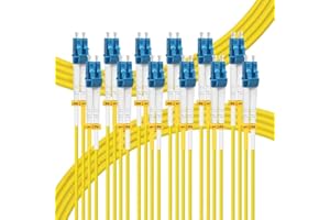 FLYPROFiber- 1M-6Pack OS2 LC to LC Single Mode Fiber Patch Cable, SM Fiber Optic Cable, SMF Singlemode Fiber Jumper Cord, Duplex, 9/125um, Yellow, LSZH, 1M(3ft)-6Pack