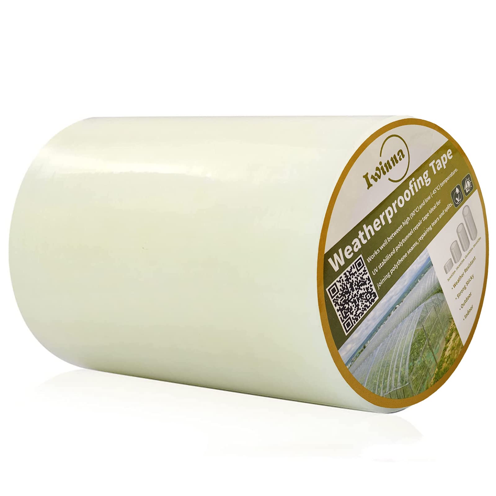 Iwinna Extra Strong Polytunnel Greenhouse Clear Polythene Repair Tape, Clear Waterproof Gardening Farming(25m x 150mm)