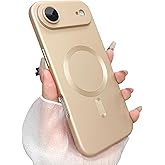 ankofave Magnetic for iPhone 17 Air Case, with Camera Lens Protector, Compatible with Magnetic, Slim Shockproof Soft Silicone Metallic Luster Phone Case for iPhone 17 Air, Champagne Gold