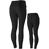 HORZE Active Women's Horse Riding Silicone Grip Full Seat Breeches | Midrise Waist with Front Pocket