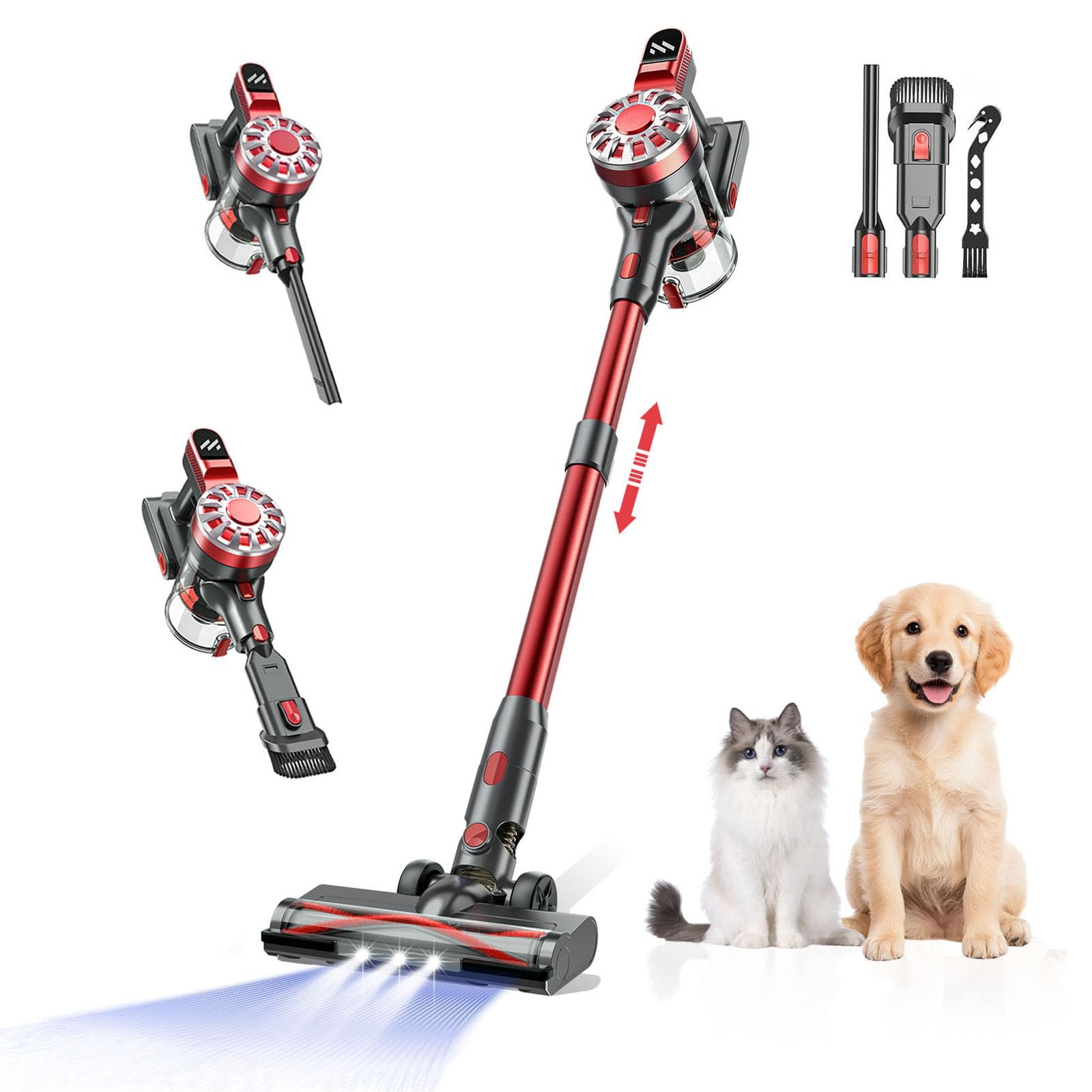 Photo 1 of Cordless Vacuum Cleaner,Vacuum Cleaners for Home with Super Suction,Lightweight Stick Vacuum with 35 Mins Runtime,Rechargeable Cordless Vacuum for Carpet, Tile, Pet Hair, Hardwood Floors(Dark Red)
