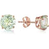 Galaxy Gold GG 14k Rose Gold Stud Earrings with Natural Green Amethysts