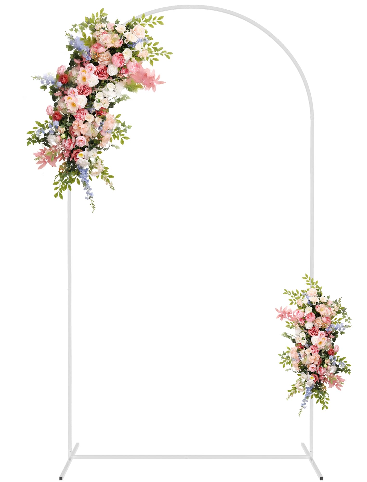 Photo 1 of Asee'm 7.2FT White Wedding Arch Stand Metal Square Arched Backdrop Frame for Party Ceremony Birthday Bridal Baby Shower Garden Floral Balloon Arch Decoration