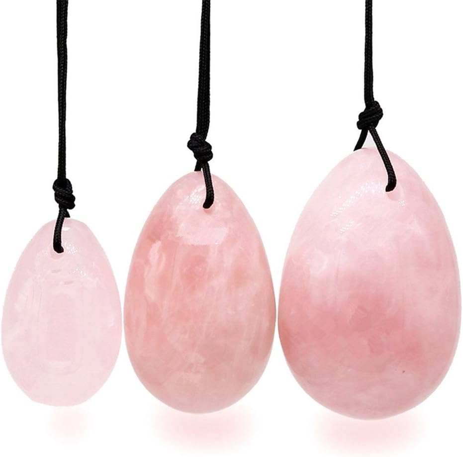 Cozhomtek 3Pieces Jade Eggs Yoni Eggs Massage Stone Yoga Stone Eggs Massage Ball Healing Natural Chakra Stone To Train Muscles do Exercise Women Exercise Ball(Rose Quartz)