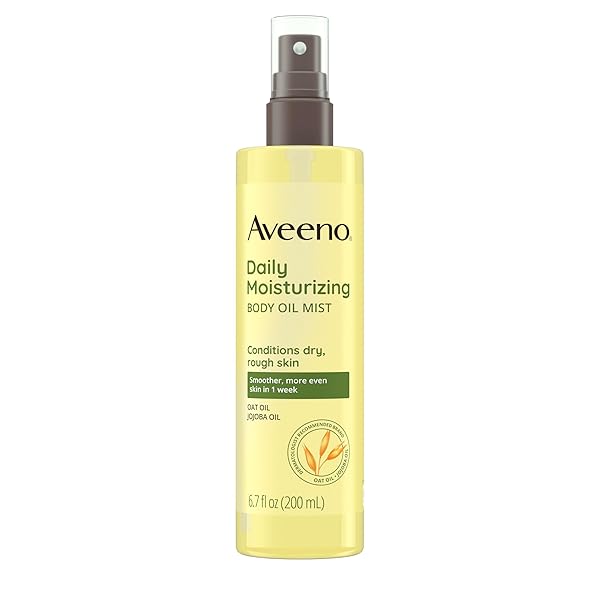 AVEENO DAILY MOISTURIZING BODY OIL, BODY MIST FOR DRY SKIN WITH OAT OIL AND JOJOBA OIL, NOURISHING BODY SPRAY WITH A HYPOALLERGENIC FORMULA, 6.7 FL OZ