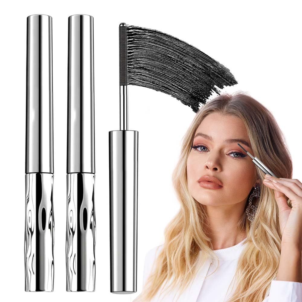 Photo 1 of 2PCS Iron Wand Mascara, Waterproof Metal Wand Mascara Volume and Length, Brushless Mascaras for Long-lasting No Clumping 3D Curling Eyelash (Black)