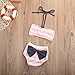 Baby Girls 2Pcs Swimwear Bikini Striped Halter Bra Top+Bow Bottom Swimsuit (1-2T, Pink&White)