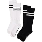 Kindred Bravely Compression Socks 2-Pack | Graduated Compression Socks for Circulation Pregnancy Travel (Black & White, Small)