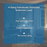 PRO ELEC PELB1611 4-Gang Individually Switched Extension Lead White 3m 13A view 6