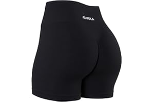 AUROLA Power Workout Shorts for Women Tummy Control Squat Proof Ribbed Thick Seamless Scrunch Active Short