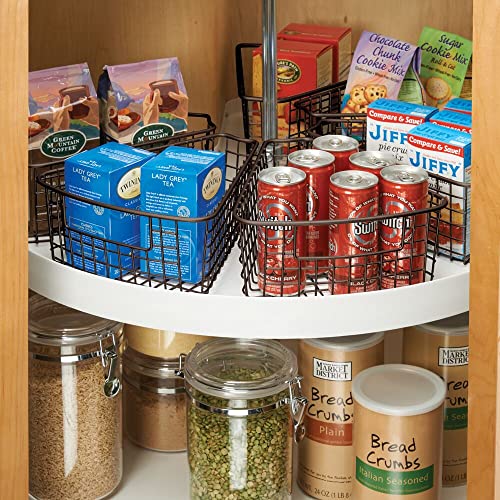 mDesign Farmhouse Metal Kitchen Lazy Susan Storage Organizer