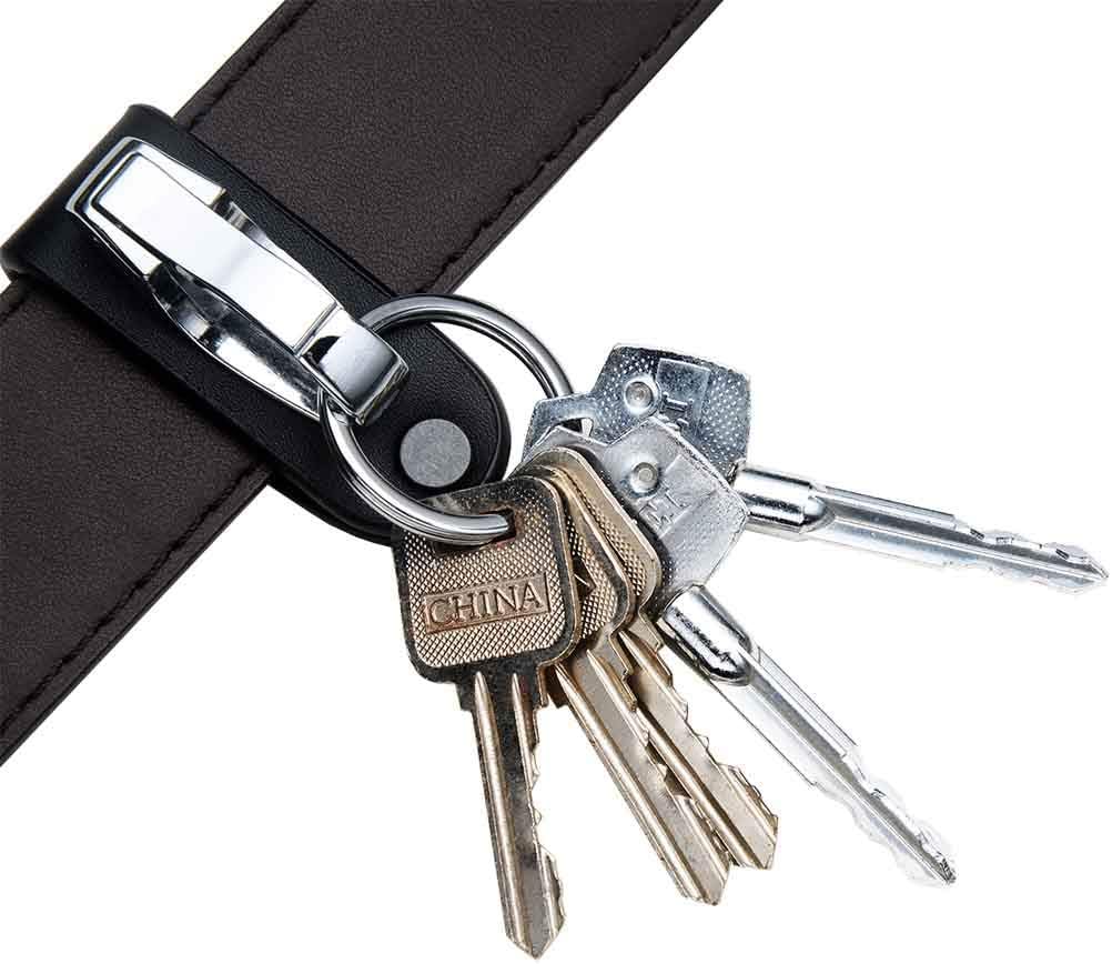 Keychains for Men, Liangery Leather Keychain with Metal Keyring Belt Key Chain Hook Stainless Steel Key Ring Holder Gift Key Keychain with Detachable Key Rings for Keys: Office Products