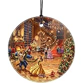 Disney – Beauty and The Beast – Christmas Celebration – 3.5” Starfire Prints Hanging Glass Print Accessory – Officially Licensed Collectible | Complimentary Velveteen Gift Bag SPCIR1302
