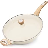 SENSARTE Ceramic Nonstick Frying Pan Skillet with Lid 12.5Inch Large Non Stick Non-toxic Healthy Kitchen Cooking Chef's Pan, Free of Intentionally Added PFOA/PFAS/PTFE, Induction Compatible, White