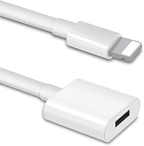 iPhone Charger Extension Cable Compatible with iPhone/iPad, Extender Dock Cable for Male to Female Cable Extension Adapter Pass Video, Data, Audio(6.6FT/2M White)