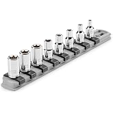 TEKTON 1/4 Inch Drive External Star Socket Set, 8-Piece | SHD90115 | (E4 - E12), Shallow, Socket Rail