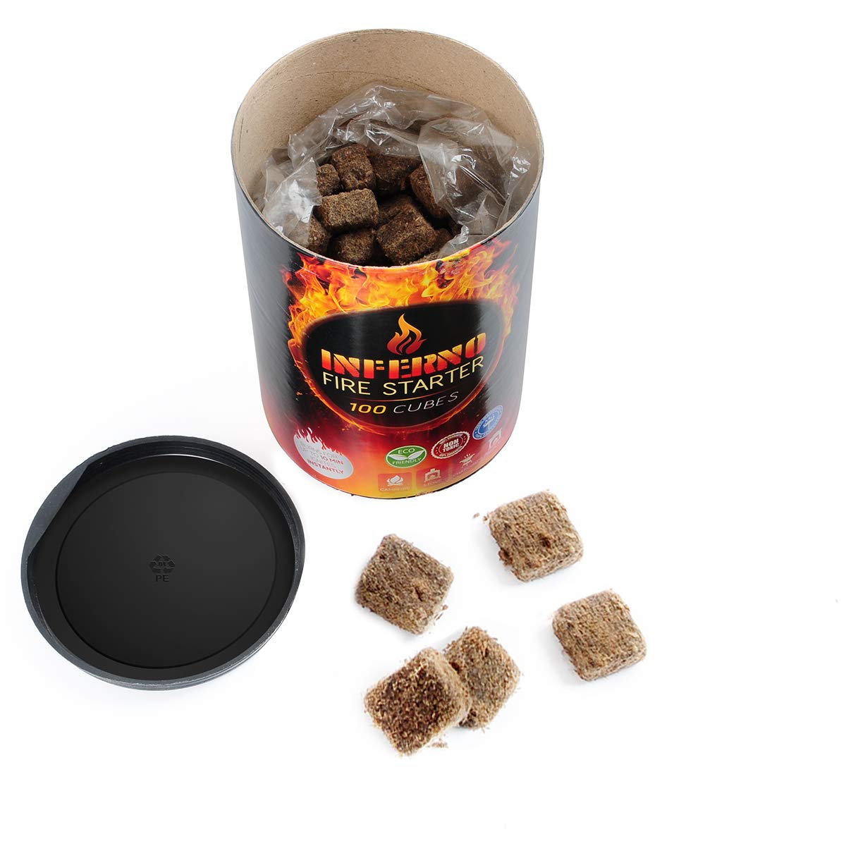 Inferno Fire Starter Cubes (100 Pack) Organic Lighter Cubes Perfect For