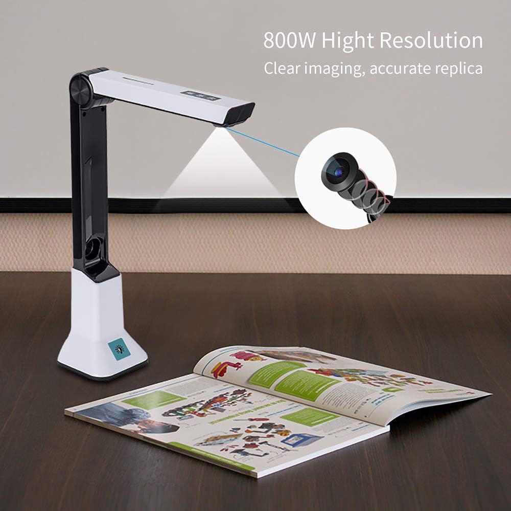 8MP USB Document Camera For Teachers, High Definition Portable Scanner With OCR Text Recognition Function, Real-time Projection Video Recording Versatility A4 Format Used for Office Education Training : Electronics