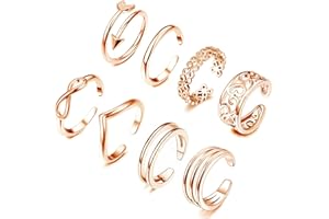 KOHOTA 12PCS 18K Gold Plated Adjustable Toe Rings for women Summer Beach Open Toe Rings Set Flower Arrow Tail Pinky Band Rings Barefoot Foot Jewelry