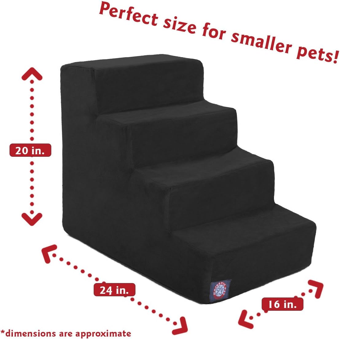 4 Step Black Velvet Suede Pet Stairs By Majestic Pet Products : Pet Supplies