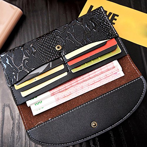 Teresamoon Womens Wallet Checkbook Cover Wallets Card Holders (Black)