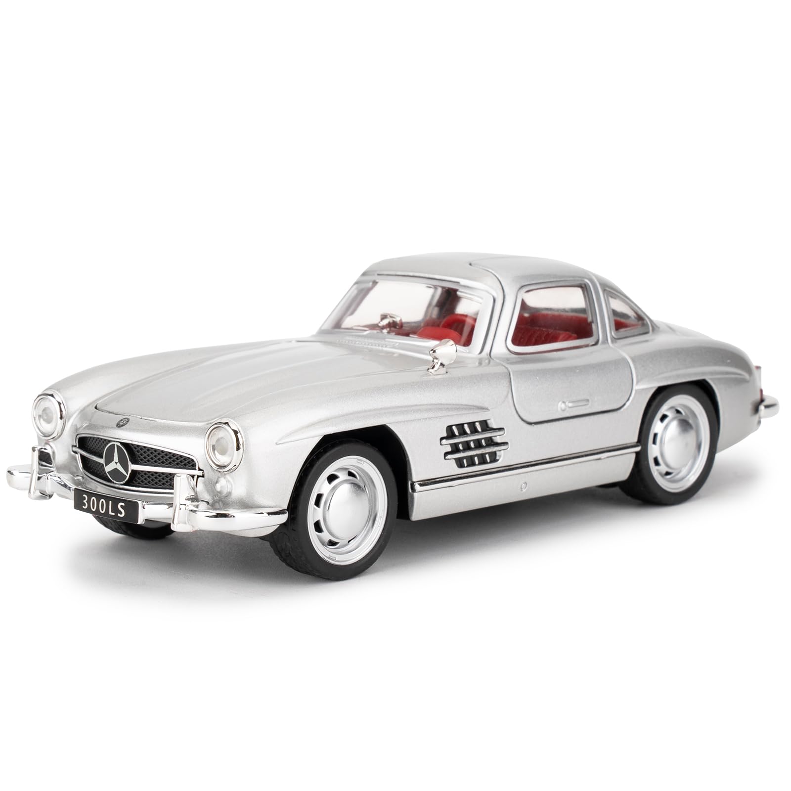 imtfzct 1955 Mercedes-Benz 300sl Vintage car model, 1/32 Toy Car with Sound and Light Function, Children's Toy Model Car with PullBack Function, Collector's Quality Model Car, Gift for Children (silver)