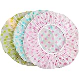 TCOTBE 6 Pieces Waterproof EVA Plastic Shower Cap,Elastic Reusable Bathing Hair Cap,Beauty Salon Spa Shower Caps Lace Elastic