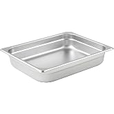 Winco Half Size 2 1/2" Deep Stainless Steel Steam Pan | Dishwasher safe, Stacking lugs, Heavy-duty, Reinforced corners, NSF listed, Great for Buffets, Catering and Food Preparation